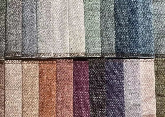 Sofa 100% Polyester Linen Sofa Fabric 347gsm Gaya Polos